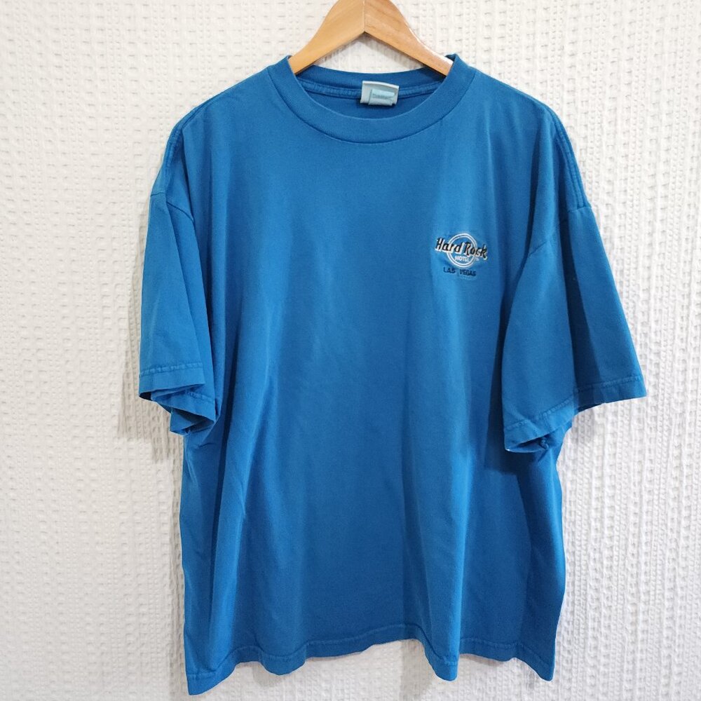 Vintage Hard Rock Hotel Las Vegas Embroidered Blue Crewneck Shirt Size X-Large
